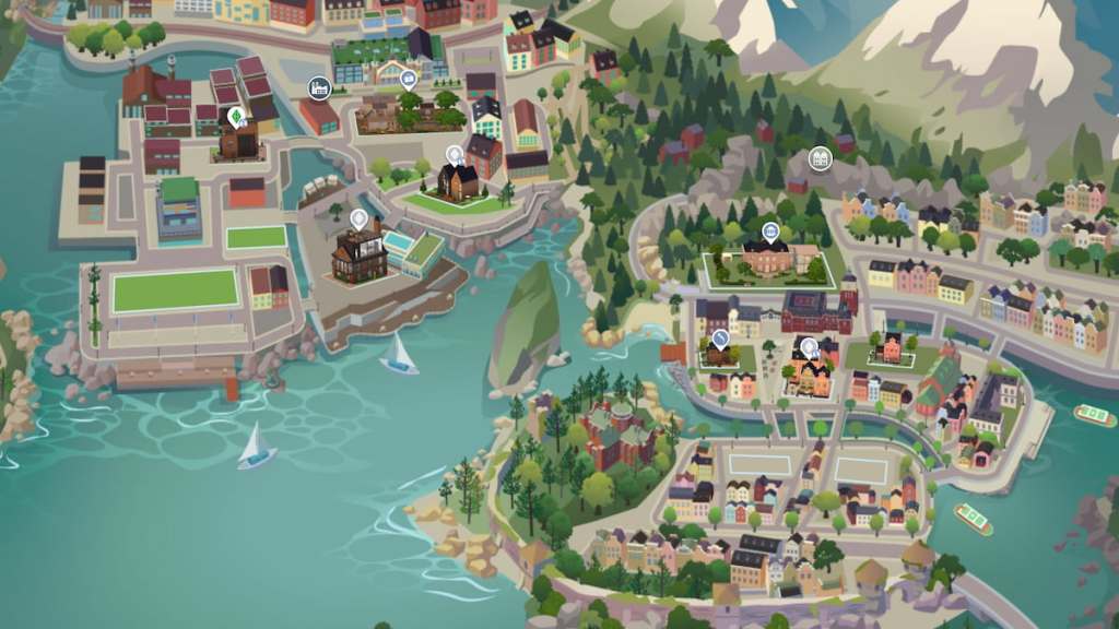 The Sims 4 Nordhaven map overview