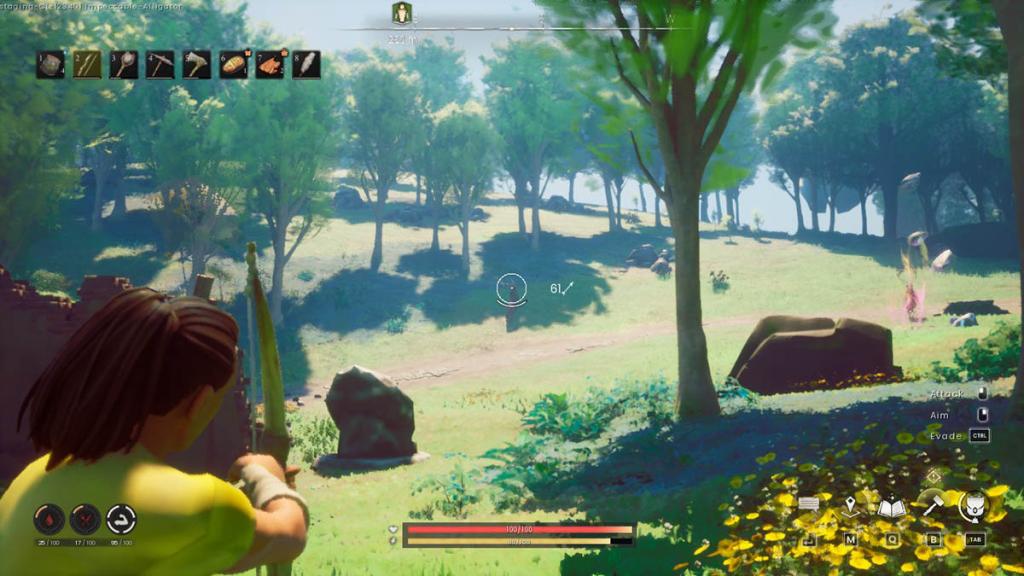 The player aims at a deer.