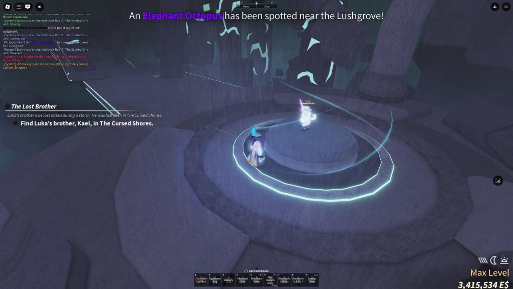 A FIsch player is standing near the Second Sea enchantment altar