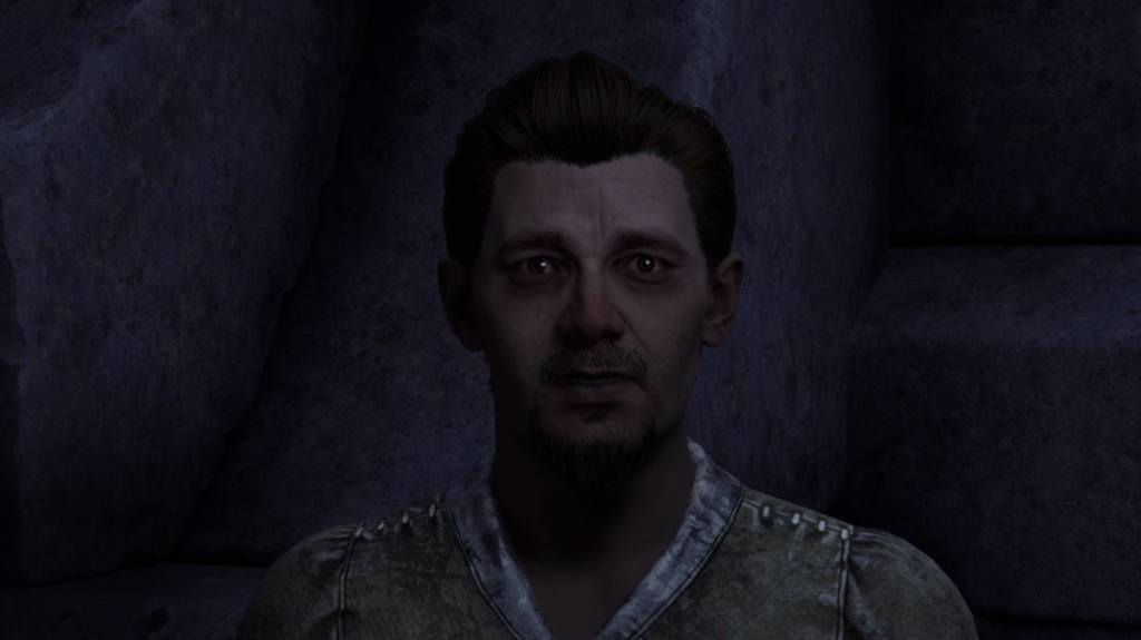Waterfront beggar in Oblivion Remastered.