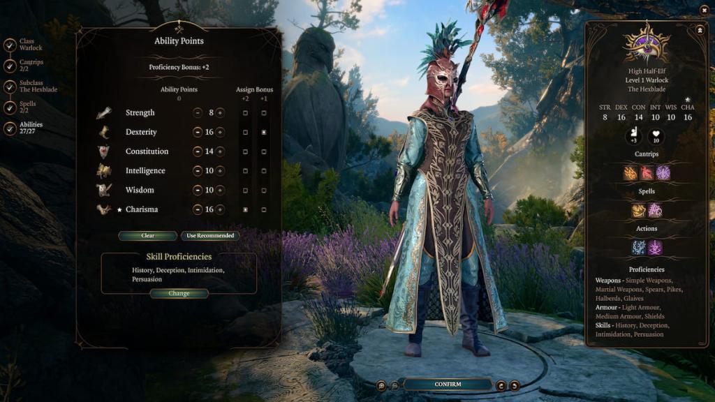 BG3 Hexblade Warlock level 1 abilities