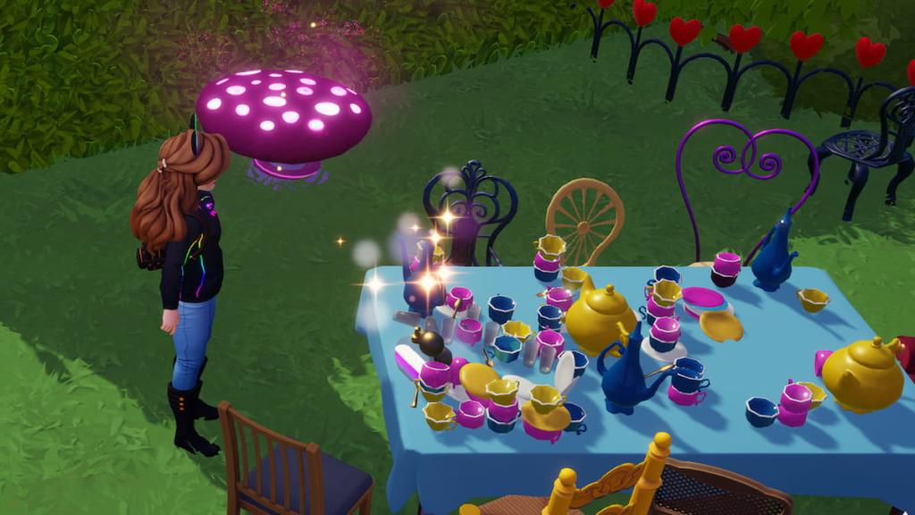 Disney Dreamlight Valley character using the Contrary Potion on a tea table