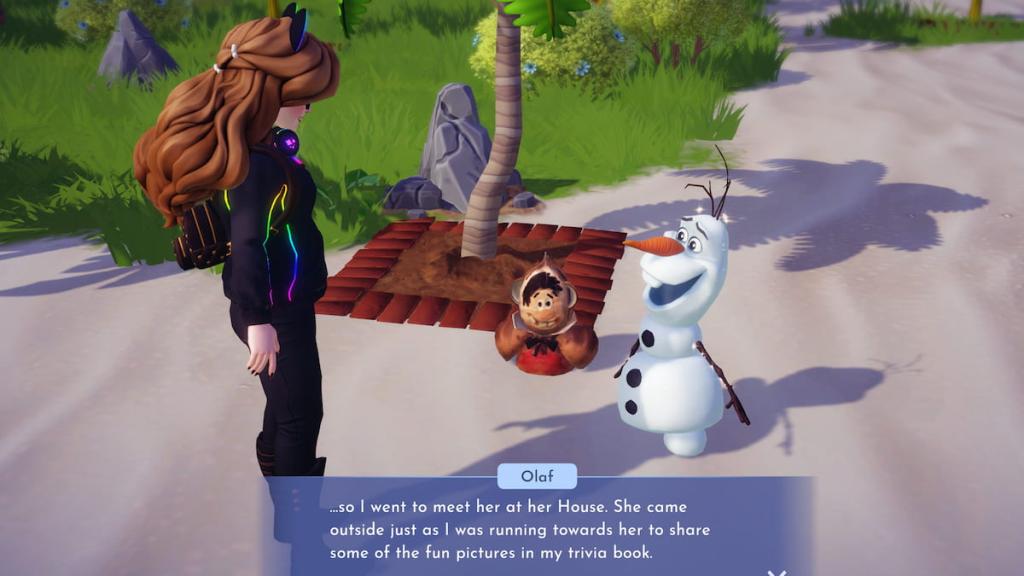 Disney Dreamlight Valley Olaf talking about Alice