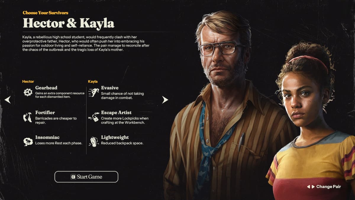 a disheveled man with glasses and a blue tie next to a girl with a yellow shirt and a pink hairband