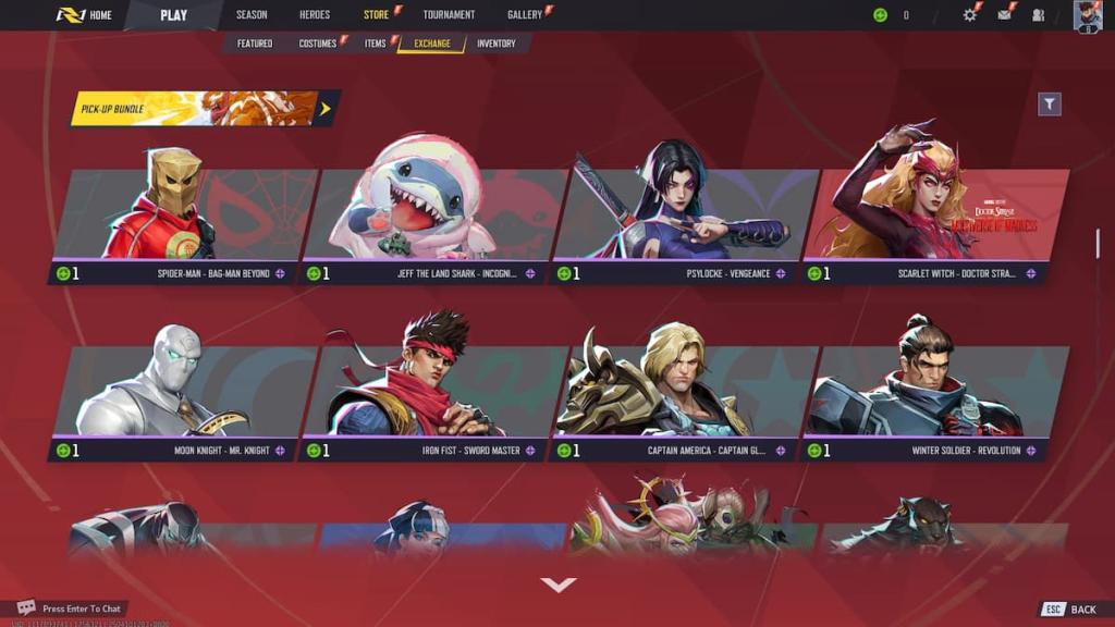 Costume Coin skins in Marvel Rivals