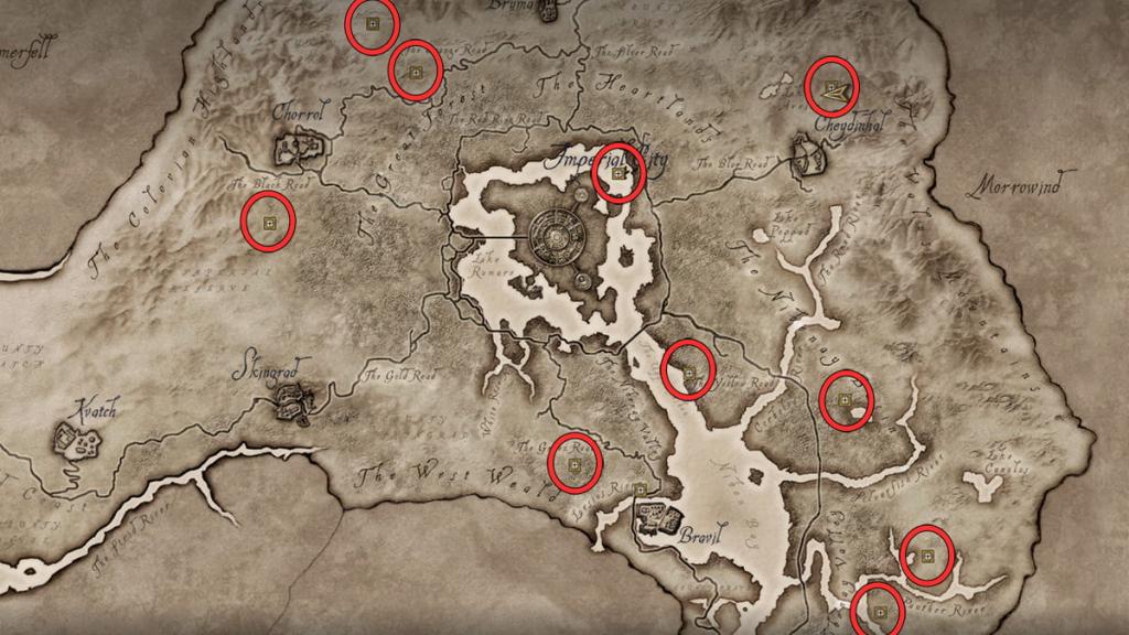 Oblivion Remastered Ayleid Statue map locations