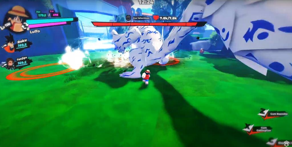 An Anime Saga character is fighting a boss