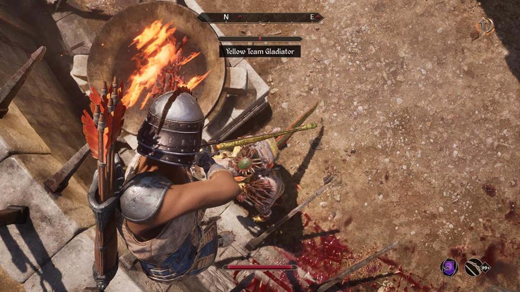 The Hero, fighting the Argonian prisoners at the Arena.