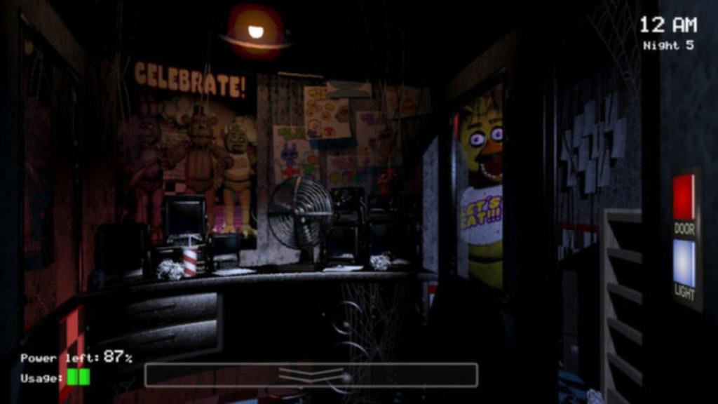 Chica looking through the window in FNAF 1