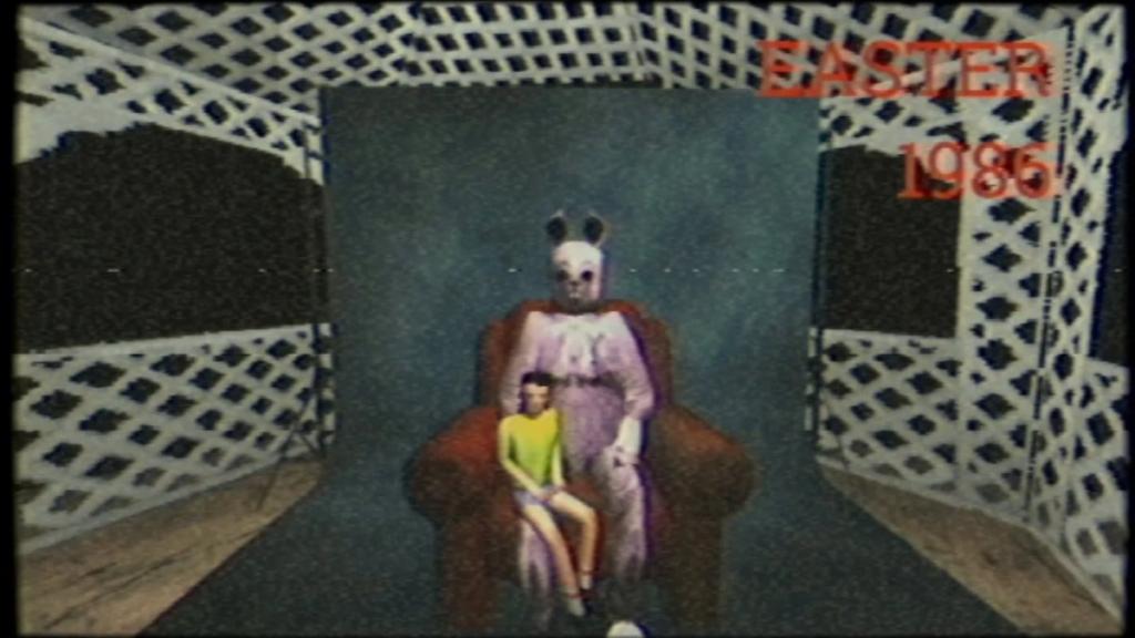 A child sitting on the Easter Ripper lap