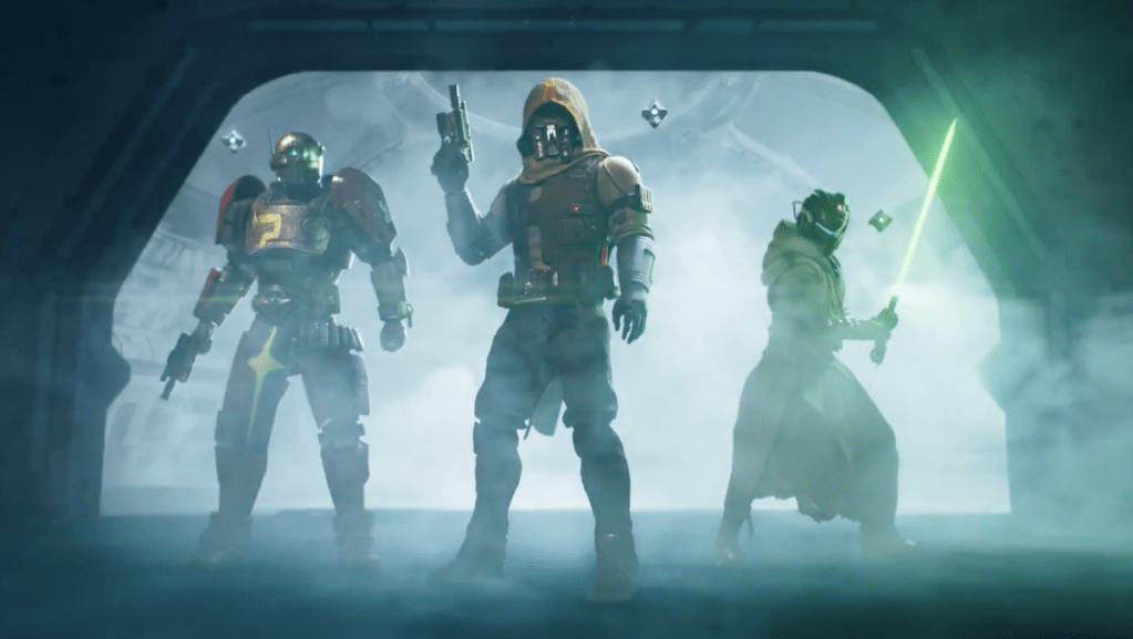 Three Guardians from Destiny 2 Renegades.