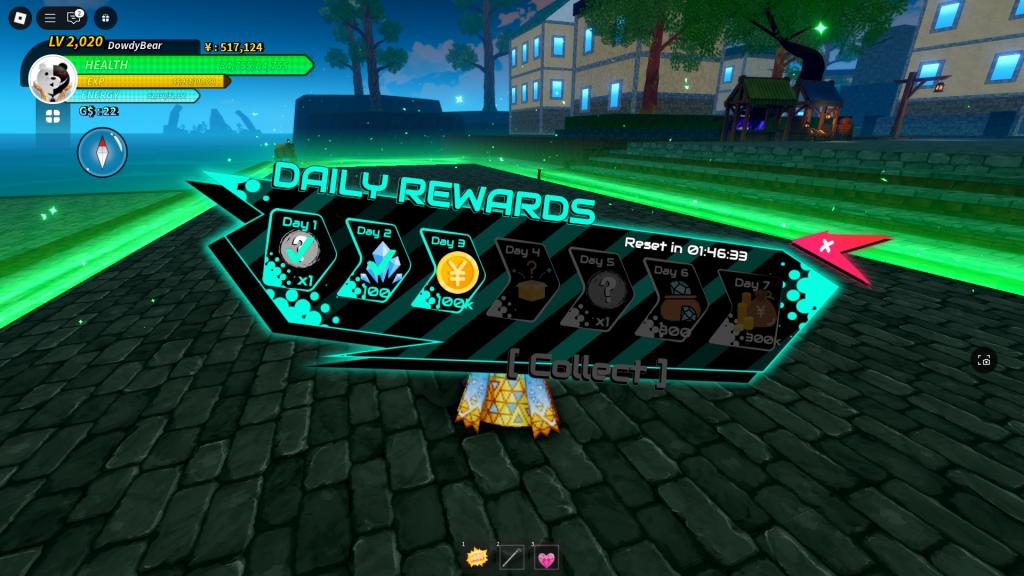 Universal Piece player is looking at the Daily Login rewards