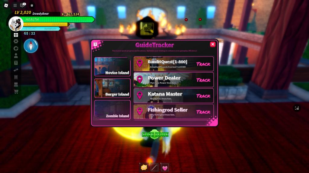 A Universal Piece player is looking at the Guide Tracker