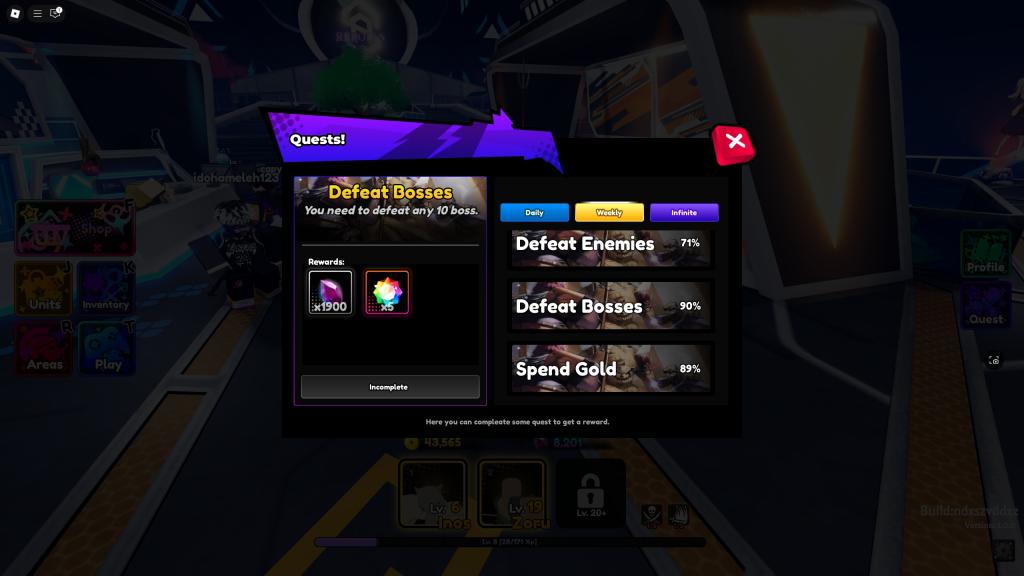 A Weekly quest screen from Anime Saga