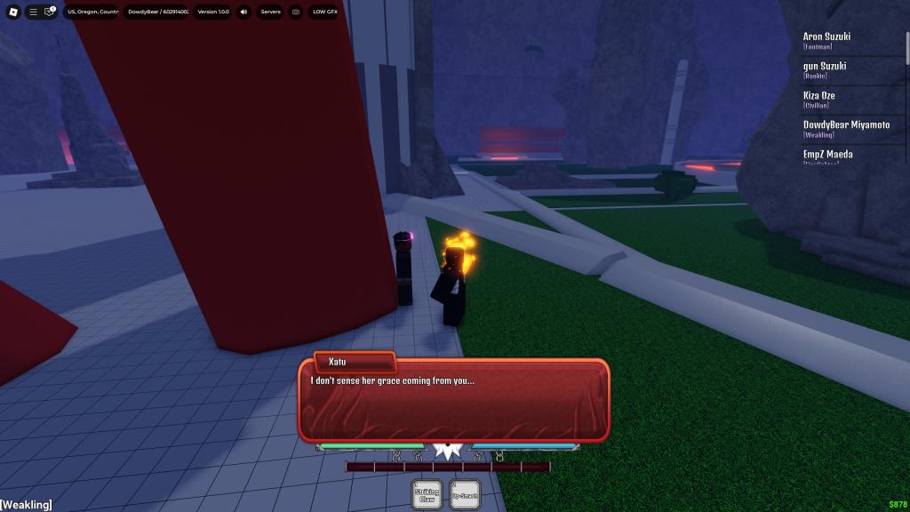 A Fire Force Reignition player is talking to Xatu the NPC