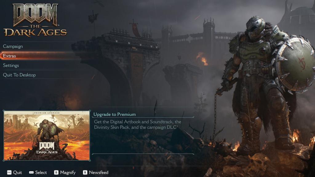 Doom the Dark Ages skins menu