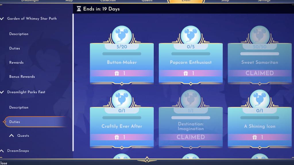 Disney Dreamlight Valley Parks Fest event duties