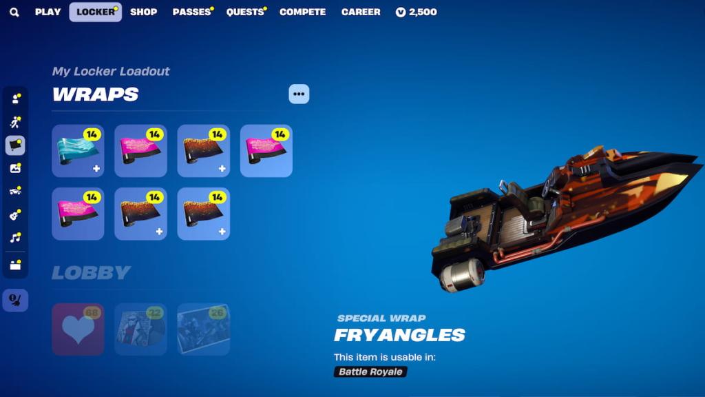 Fortnite wrap menu in locker