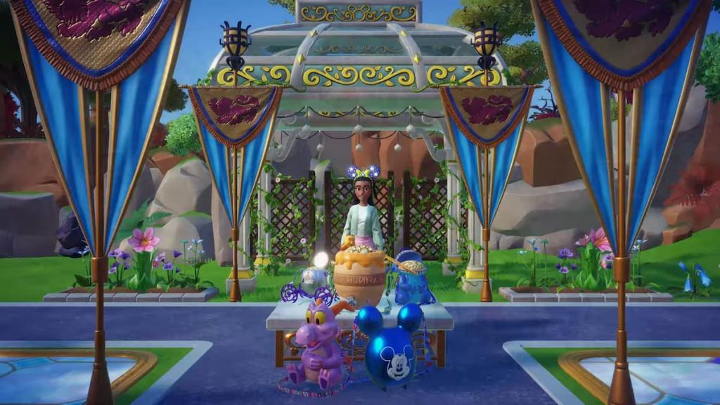 Some Dreamlight Parks Fest event popcorn buckets in disney dreamlight valley