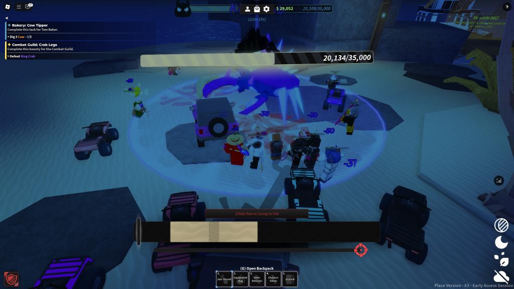 A Roblox Dig player is fighting a boss
