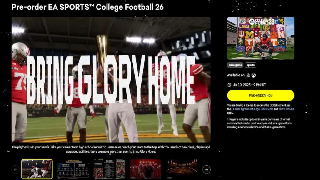 College Football 26 store page