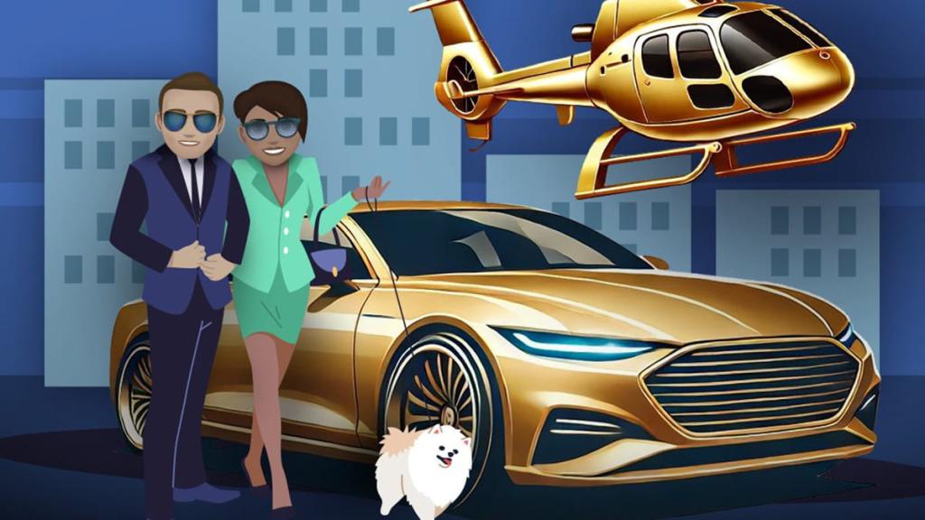 BitLife characters traveling in a luxury car