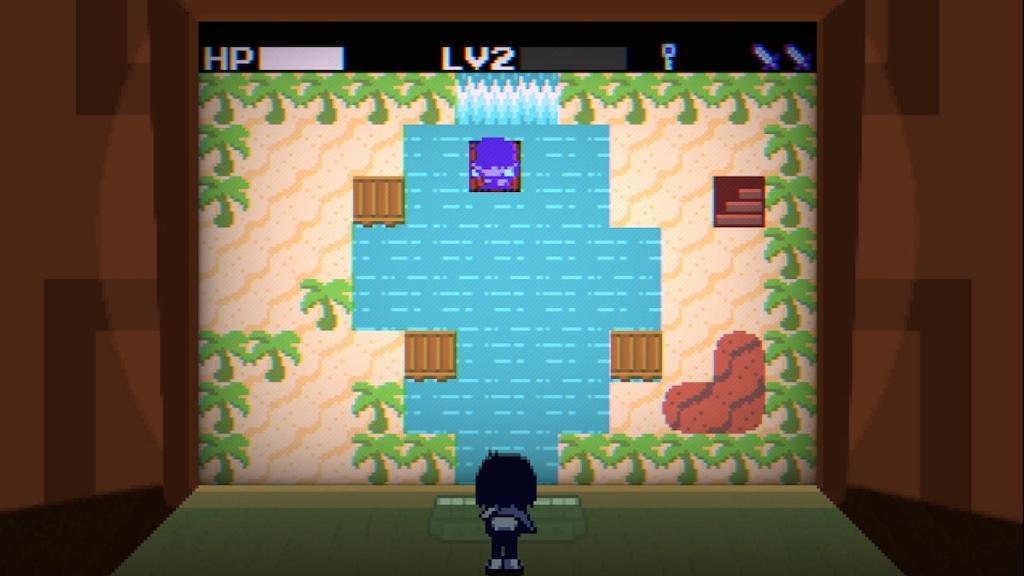 Deltarune ferns in front of a waterfall in chapter 3