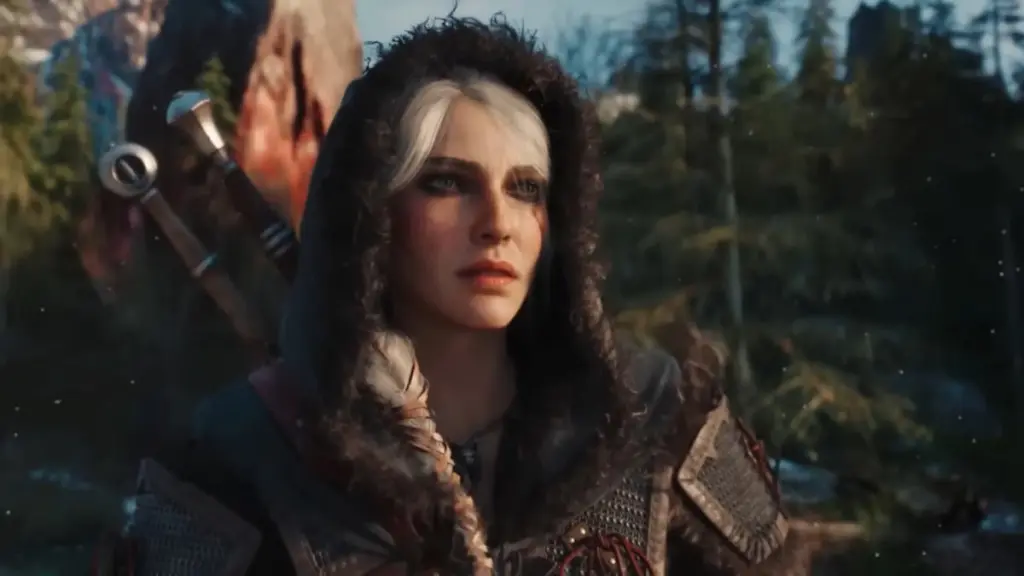 Ciri on horseback amid a Koviri forest in The Witcher 4.
