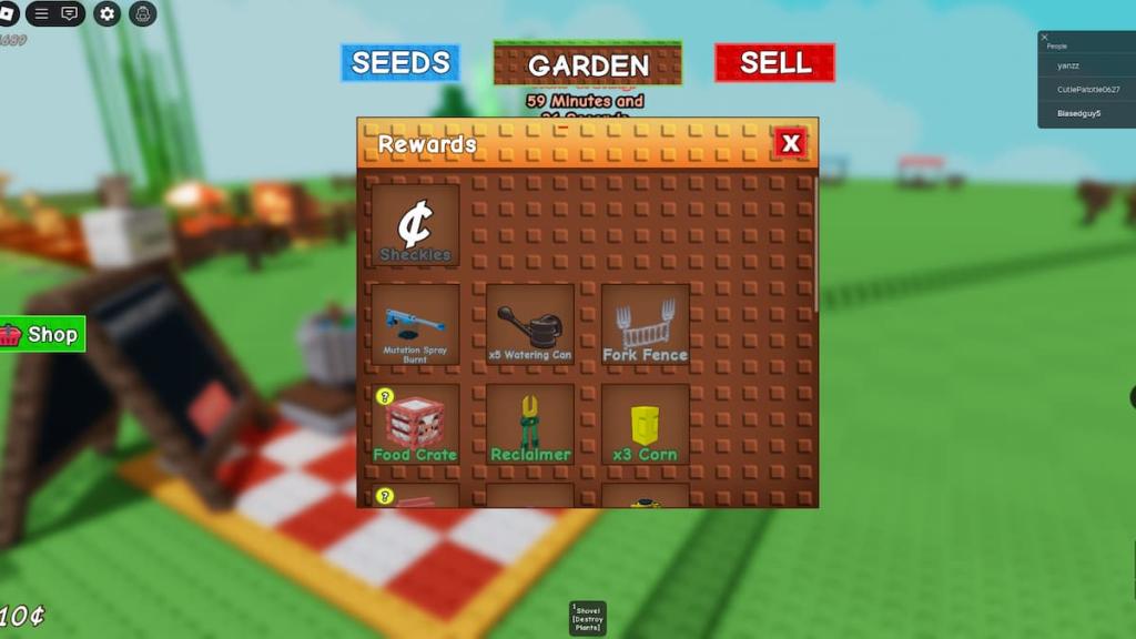 Grow a Garden cooking event rewards