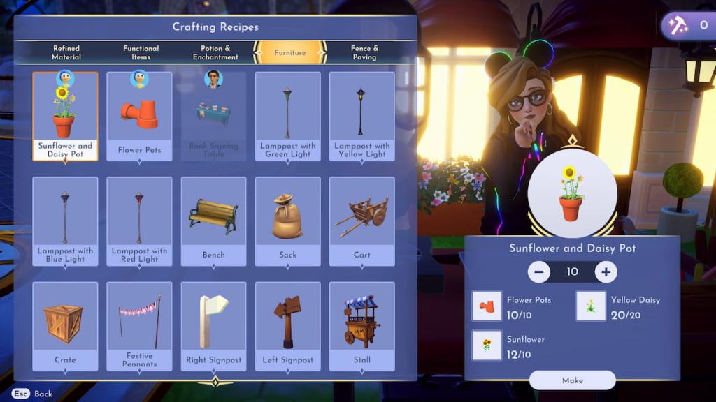 Disney Dreamlight Valley sunflower and daisy pots