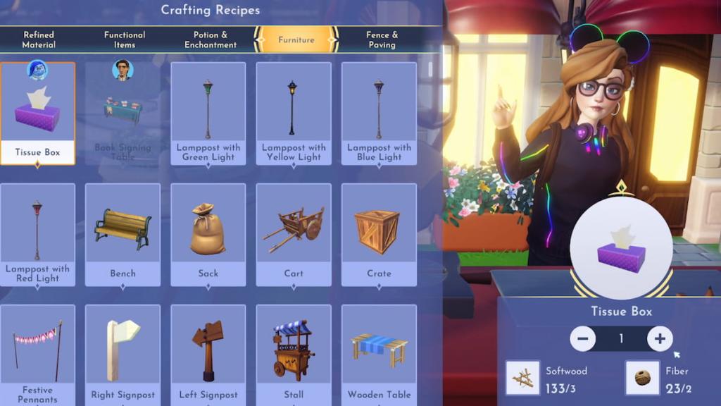 Disney Dreamlight Valley tissue box recipe