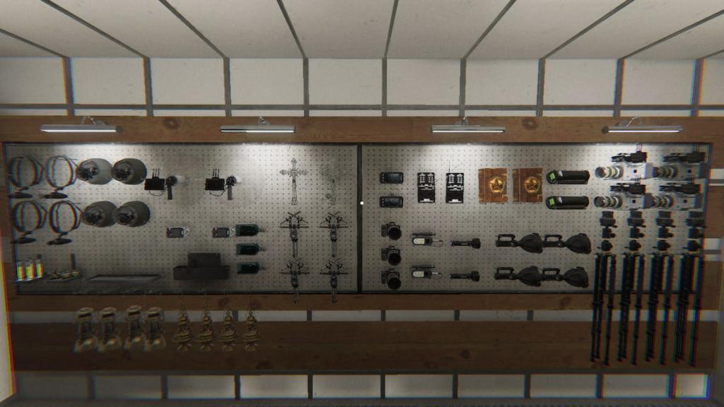 all challenge equipment hung on wall in phasmophobia