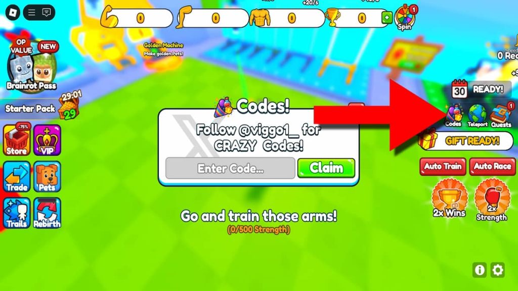 How to redeem Gym Climb Race codes.