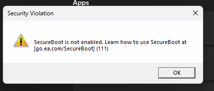 How to enable Secure Boot for Battlefield REDSEC - 'Secure Boot is not