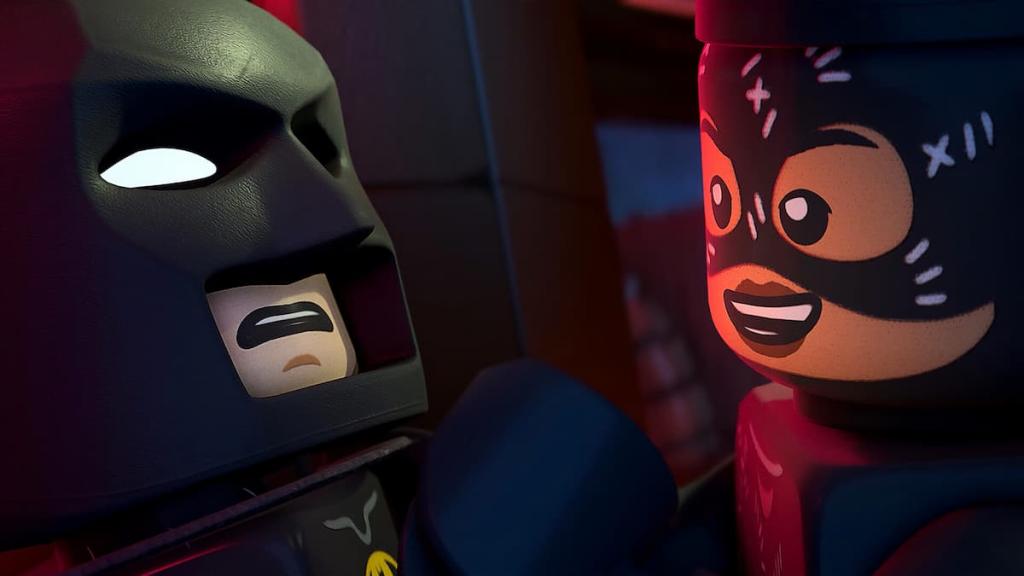 LEGO Batman and Catwoman arguing in LEGO Batman: Legacy of the Dark Knight. 