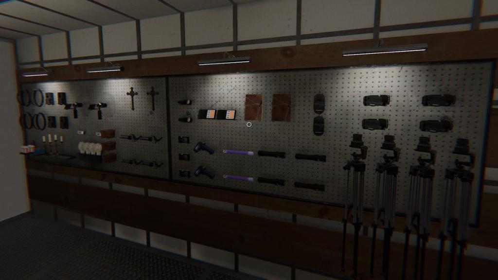 all challenge equipment hung on wall in phasmophobia