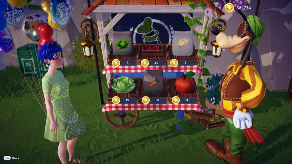 Wheat seeds at goofy's stall in disney dreamlight valley