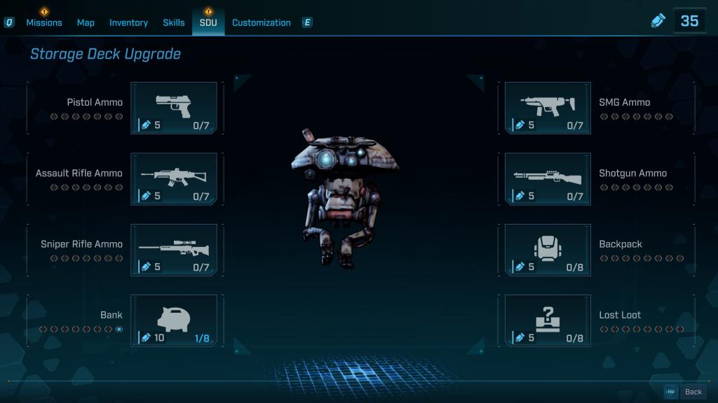 SDU upgrade options in Borderlands 4