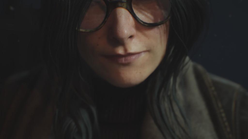 Close up of Weronika's face from her glasses to her jaw