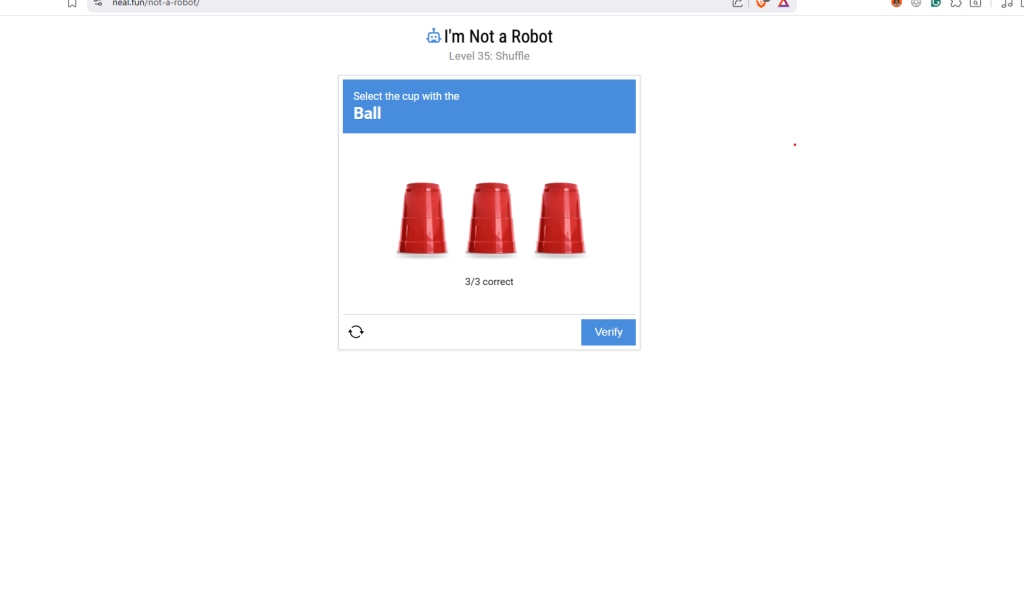 Pick the cup game in I'm Not a Robot