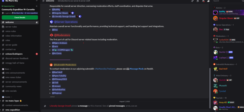 Official No Man's Sky Discord server with its channels