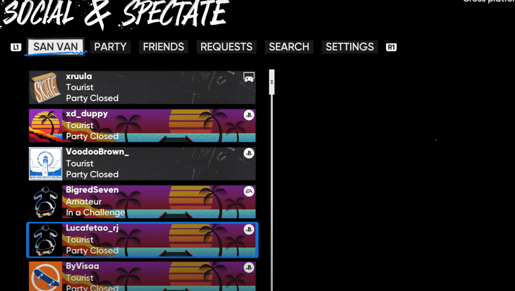 Social tab in Skate