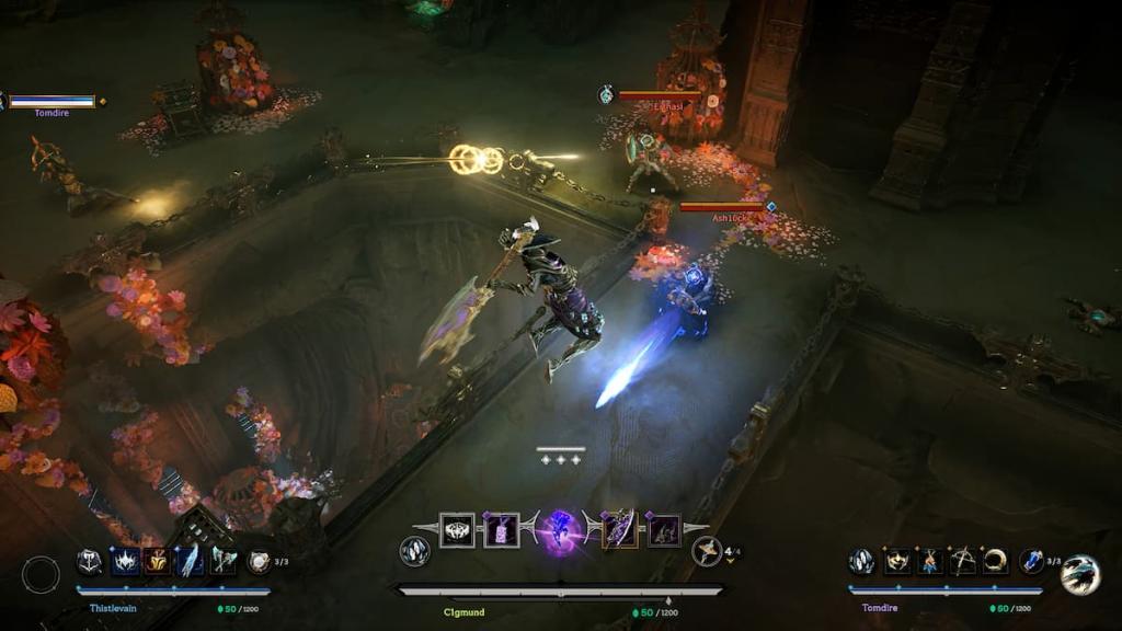 A character jumping up and swinging their axe in Arkheron.