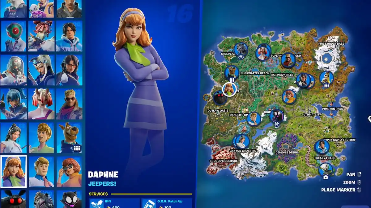 Fortnite Chapter 6, season 4 map with NPC locations