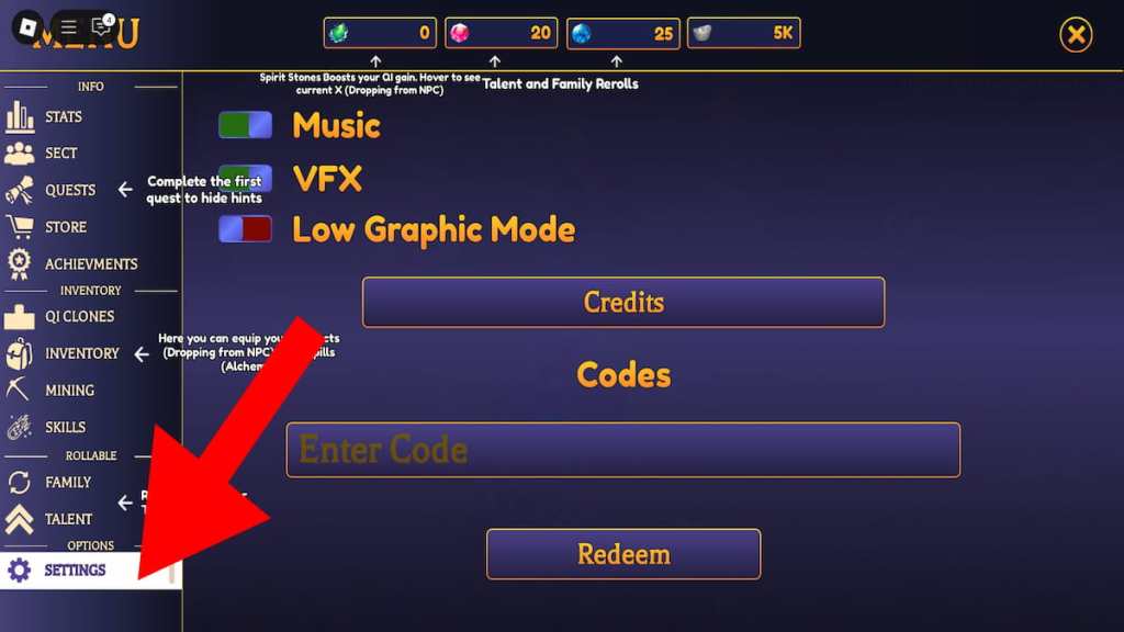 How to redeem codes in Reborn Cultivation. 