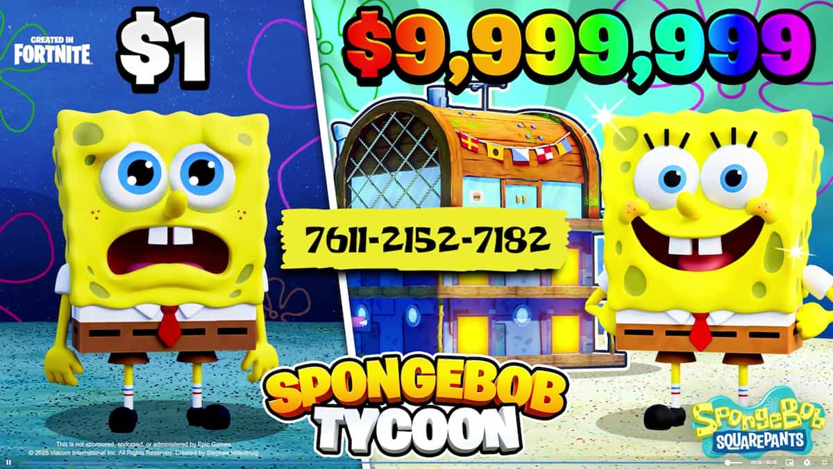 Screenshot from the SpongeBob Tycoon trailer on the Fortnite page.