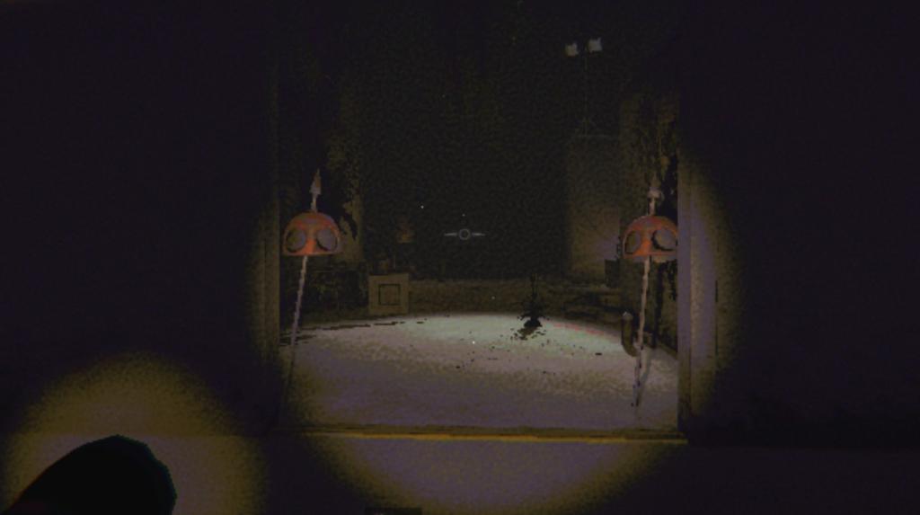 Semibot heads on spikes in Museum of Human Art