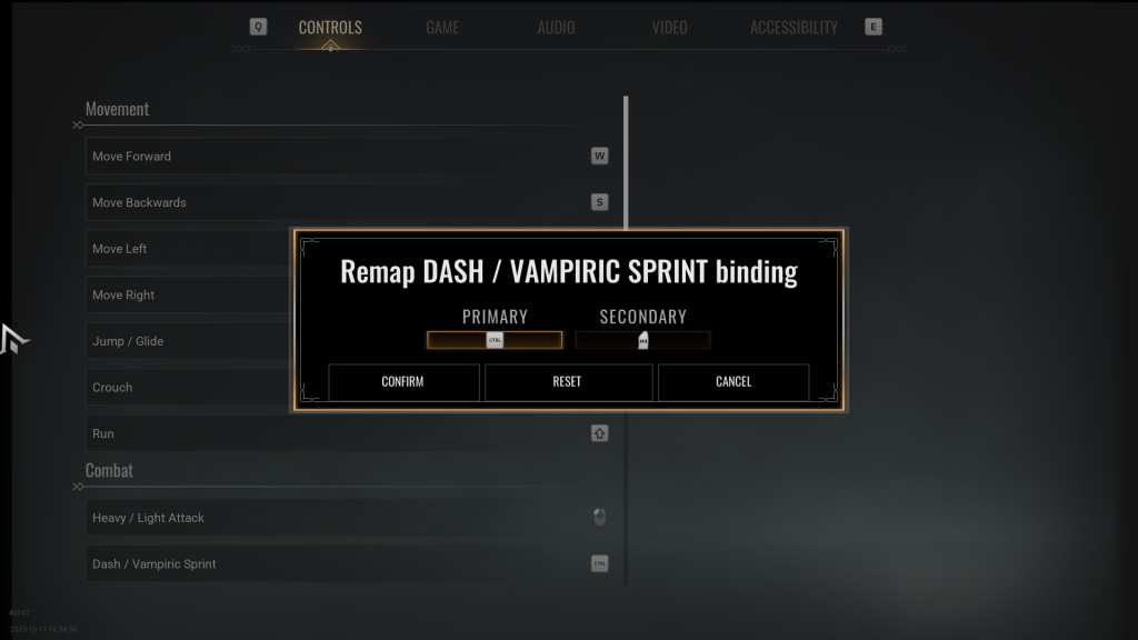 Remapping controls in Vampire the Masquerade Bloodlines 2