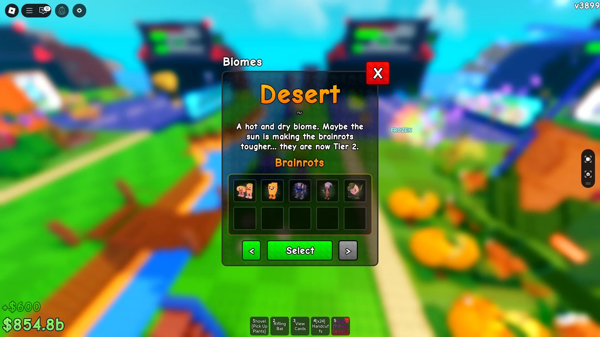 Antevisão dos brainrots secretos disponíveis no Bioma Deserto na experiência Plants vs Brainrots Roblox.