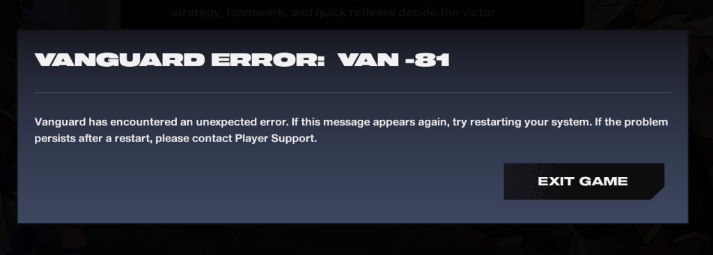 Vanguard error in 2XKO